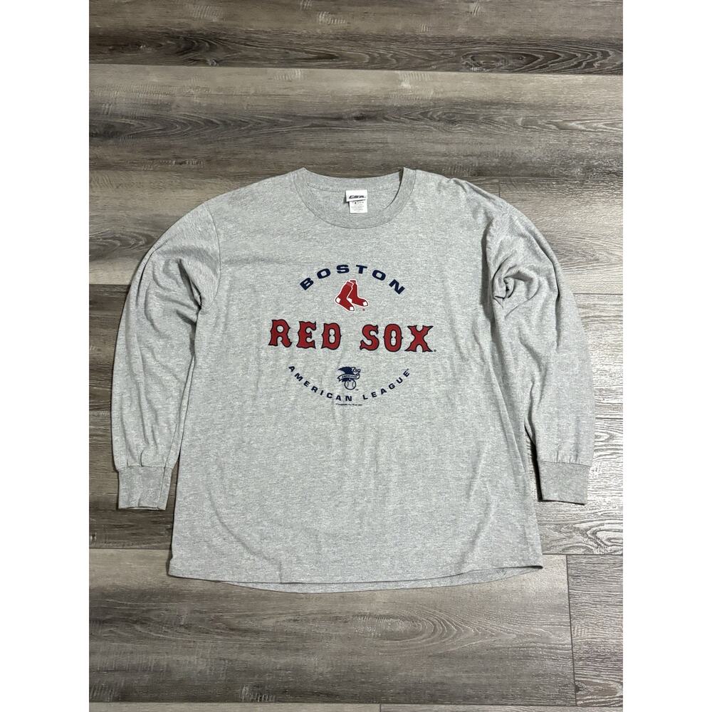 CSA Boston Red Sox Logo Grey Long Sleeve Shirt MLB Retro Skater - Men’s Large